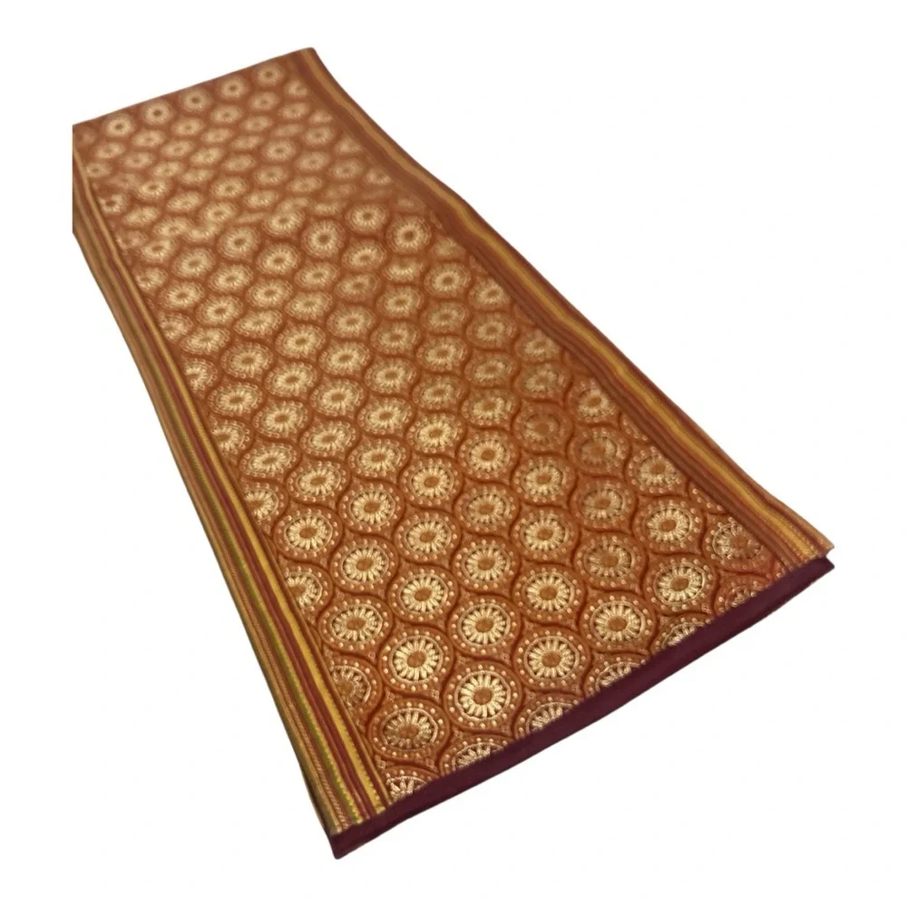 ✨Pier 1 Imports Burnt Orange & Gold Embroidered Table Runner –Elegant Boho Chic